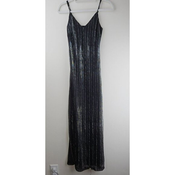 LULUS Maxi Dress Womens XS Black Silver Sexy Stretchy Comfortable Formal Party - Picture 1 of 16